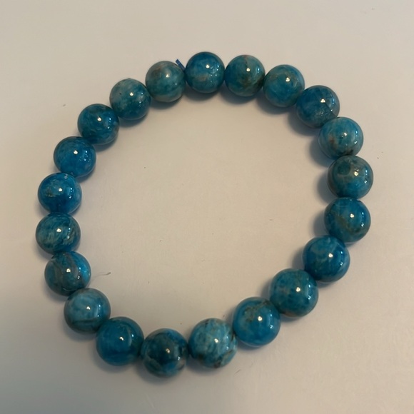 CRYSTAL BLUE APATITE BEADED BRACELETS. 4 PACK. NWOT. - Picture 3 of 5